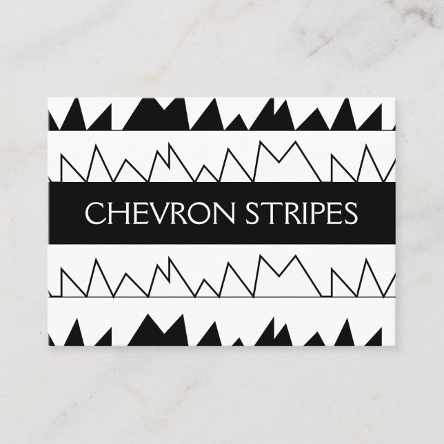 Carte De Visite Motif Chevron noir et blanc (Devant)