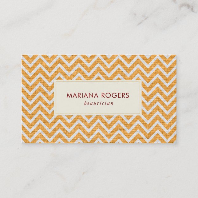 Carte De Visite Motif Chevron orange et blanc (Devant)
