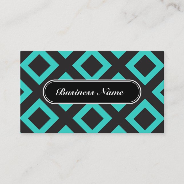 Carte De Visite Motif chic de carré de graphique de turquoise (Devant)