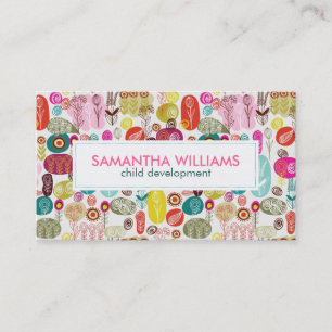 Carte De Visite Motif coloré simple main tiré mignon Fleurs