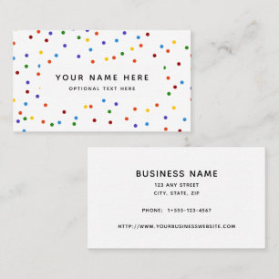 Carte De Visite Motif Confetti Pois arc-en-ciel