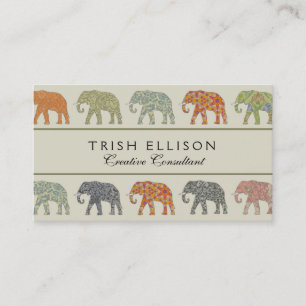 Carte De Visite Motif contemporain d'éléphant animal coloré