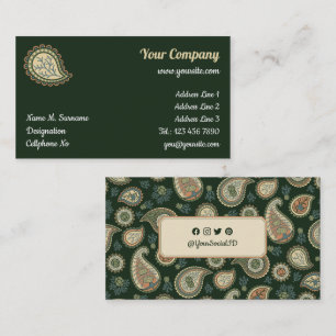 Carte De Visite Motif Cypress Paisley