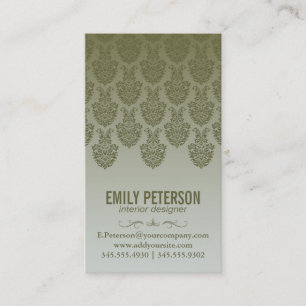 Carte De Visite Motif Damas (vert olive)