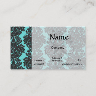 Carte De Visite motif damassé bleu et gris foncé