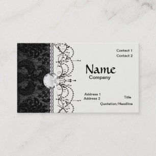 Carte De Visite motif damassé noir en faux dentelle