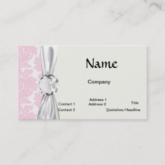 Carte De Visite motif damassé rose et blanc doux