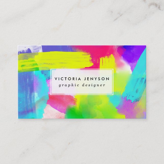 Carte De Visite Motif d'aquarelle artistique Neon Abstrait (Devant)
