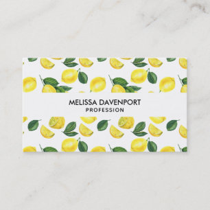Carte De Visite Motif d'aquarelle aux citrons jaunes