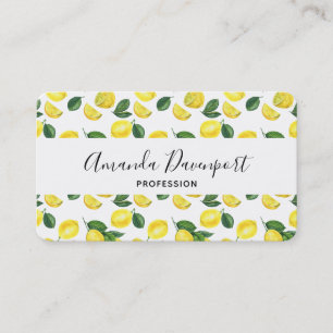 Carte De Visite Motif d'aquarelle aux citrons jaunes