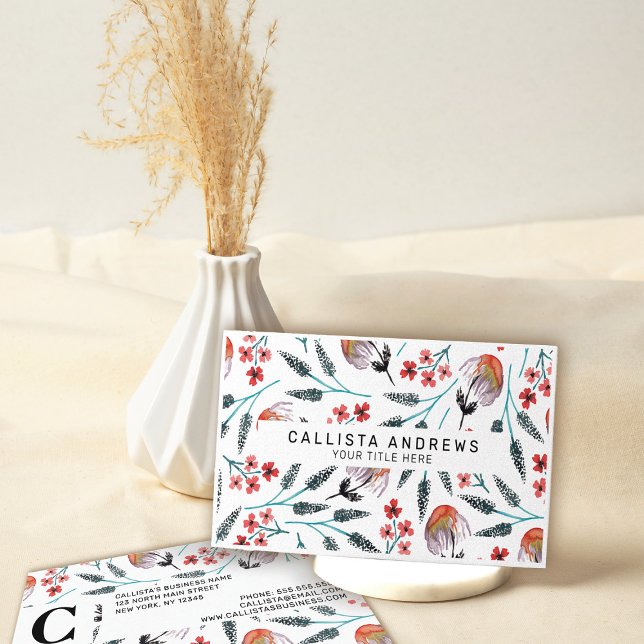 Carte De Visite Motif d'aquarelle Orange (Créateur téléchargé)