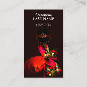 Carte De Visite Motif d'art abstrait moderne floral rouge vert #02