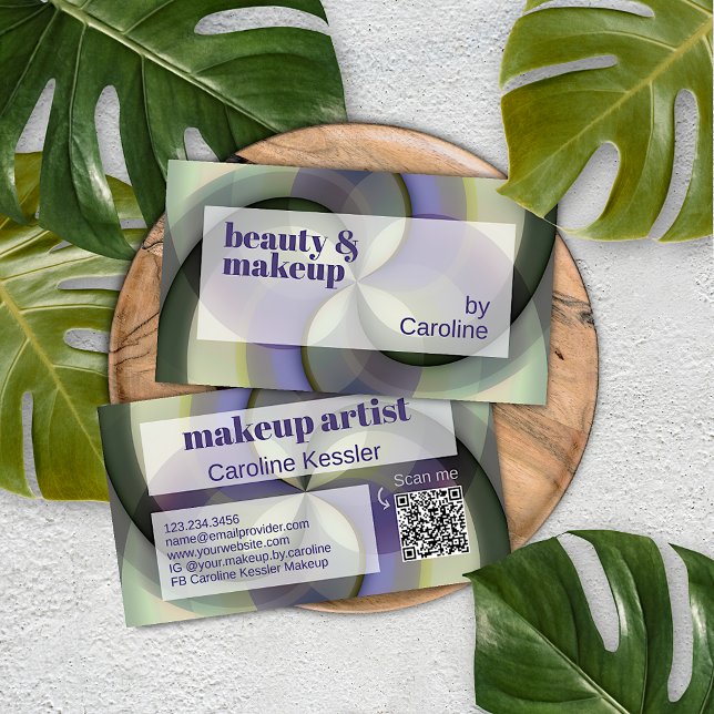 Carte De Visite Motif d'art Abstrait noir violet foncé vert pâle (Créateur téléchargé)