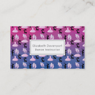 Carte De Visite Motif de ballet sur dégradé rose et bleu