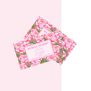 Carte De Visite Motif de Bohemian Chic Pink Peonies