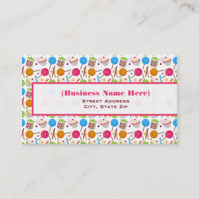 Carte de visite Motif de bonbons et sucreries (Devant)