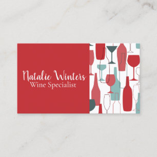 Carte De Visite Motif de bouteilles et verres de vin contemporain