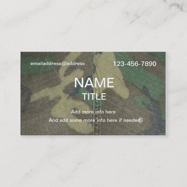 Carte De Visite Motif de camouflage (Devant)