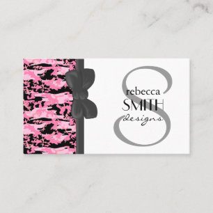 Carte De Visite Motif de camouflage militaire - noir rose