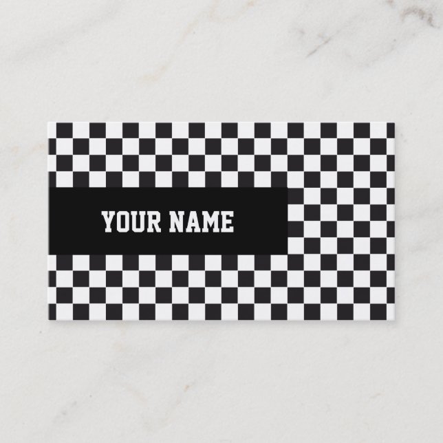 Carte De Visite Motif de carré d'échecs - noir + votre arrière - (Devant)