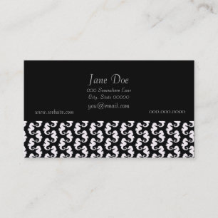 Carte De Visite Motif de cheval de mer noir et blanc