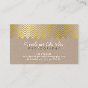Carte De Visite MOTIF de chevron en feuille d'or MODERNE sur kraft