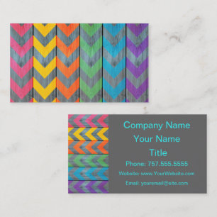 Carte De Visite Motif de Chevron sur la texture en bois par