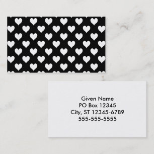 Carte De Visite Motif de coeur noir et blanc