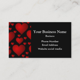 Carte De Visite Motif de coeur noir et rouge