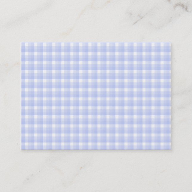 Carte De Visite Motif de contrôle de guingan. Bleu-clair et blanc (Devant)