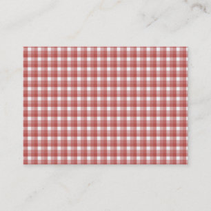 Carte De Visite Motif de contrôle de guingan. Rouge et blanc
