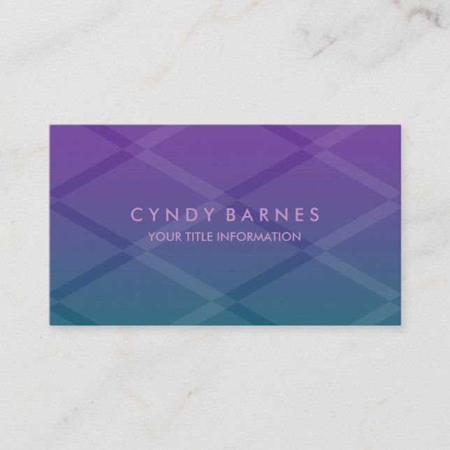 Carte De Visite Motif de diamants Turquoise et violet (Devant)