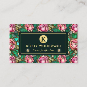 Carte De Visite Motif de faux vitrail rose rose élégant