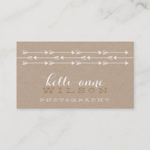 Carte De Visite Motif de flèche RUSTIQUE joli boho blanc kraft