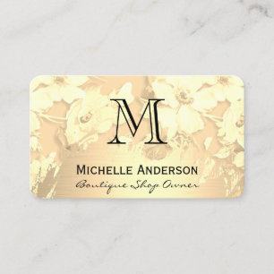 Carte De Visite Motif de fleur de monogramme classique brossé en o