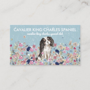 Carte De Visite Motif de fleurs de chien Cavalier King Charles Spa
