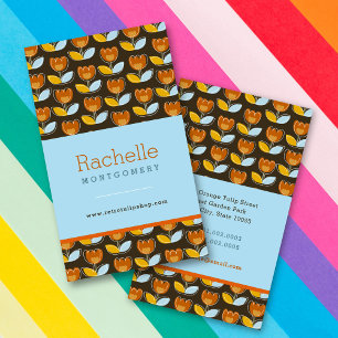 Carte De Visite Motif de fleurs de tulipe orange rétro mod Profil