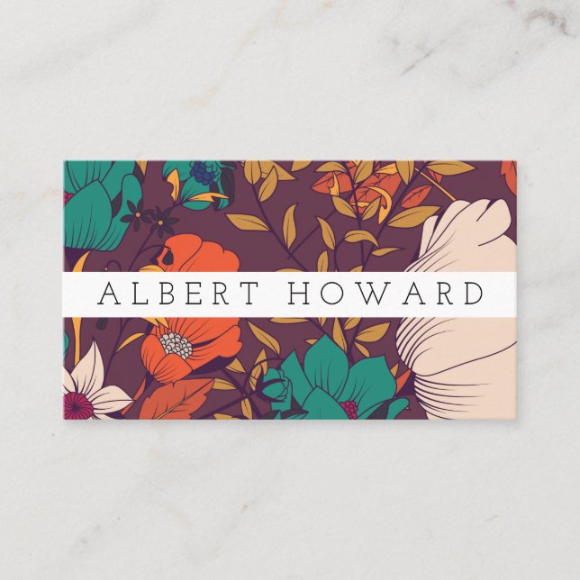 Carte De Visite Motif de fleurs illustratif artistique (Devant)
