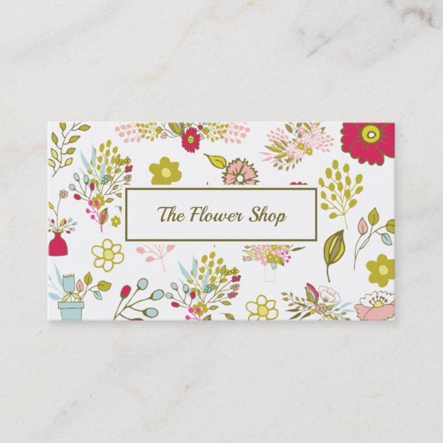 Carte De Visite Motif de fleurs naïves (Devant)