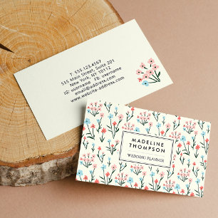 Carte De Visite Motif de fleurs pastel rose bleu