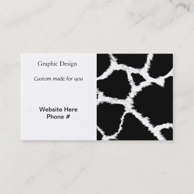 Carte De Visite Motif de girafe noir et blanc (Devant)