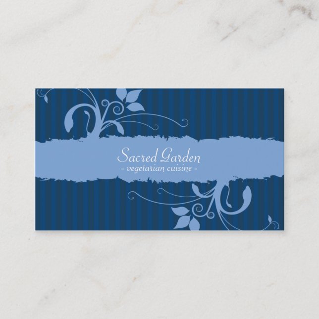 Carte De Visite Motif de jardin - bleu (Devant)