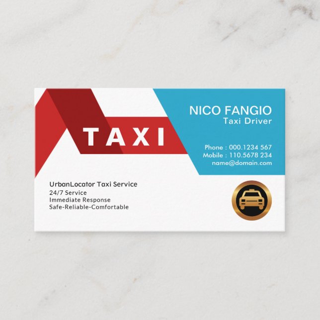 Carte De Visite Motif de la route rouge créative Bold Taxi rouge (Devant)