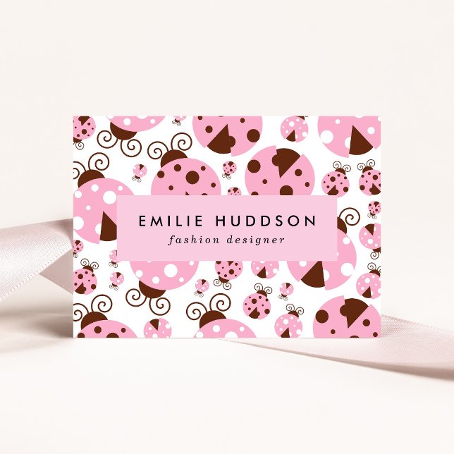 Carte De Visite Motif De Ladybugs, Mignons Ladybugs, Pink Ladybugs (Créateur téléchargé)