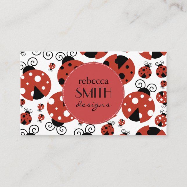 Carte De Visite Motif De Ladybugs, Mignons Ladybugs, Red Ladybugs (Devant)