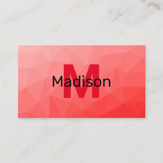 Carte De Visite Motif de maille géométrique à dégradé rouge Monogr (Devant)