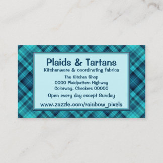 Carte De Visite Motif de plaid ombragé par bleu