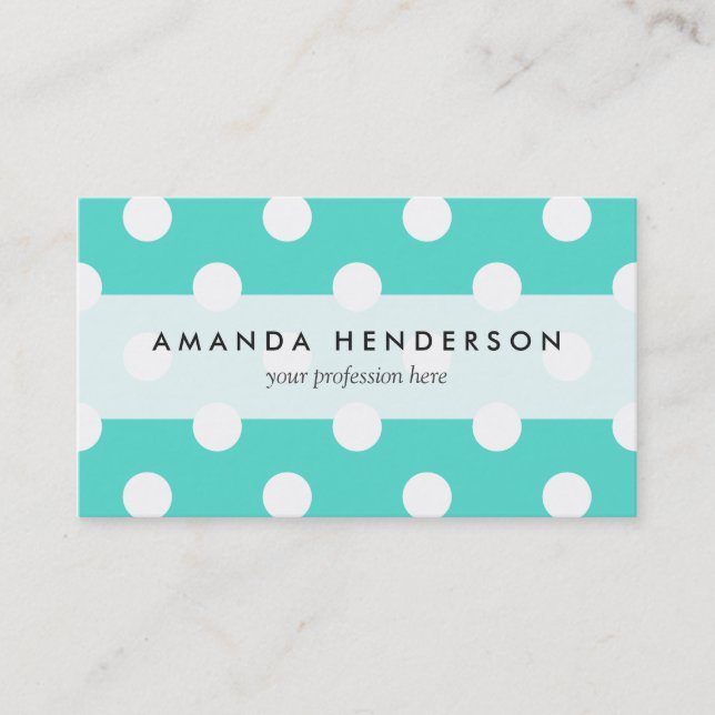 Carte De Visite Motif de point bleu turquoise de polka (Devant)