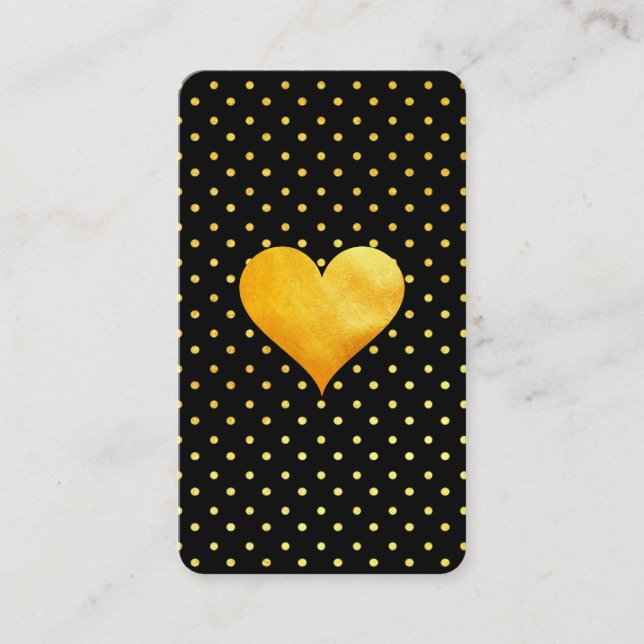 Carte De Visite Motif de point Polka Coeur Or Cutesy (Devant)