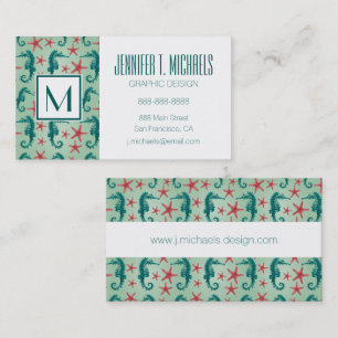 Carte De Visite Motif de Seahorse Turquoise